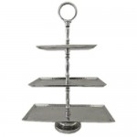 3523-RECT. 3 TIER HAMMERED FRUIT OR CUP CAKE STAND